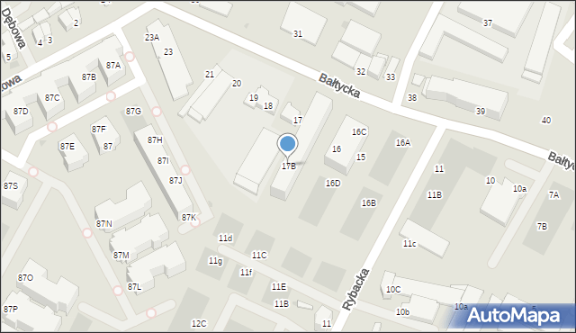 Kołobrzeg, Bałtycka, 17B, mapa Kołobrzegu