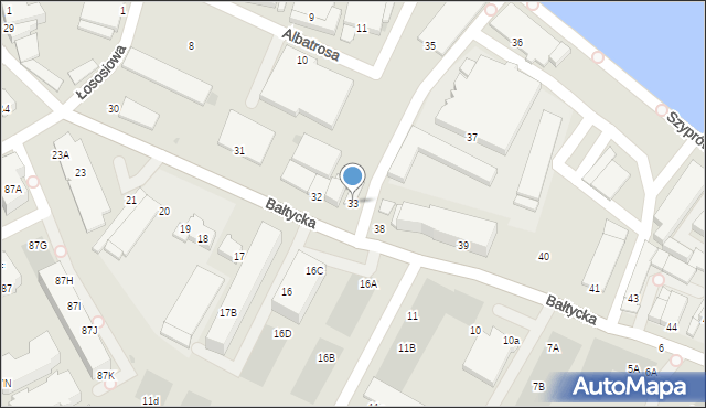 Kołobrzeg, Bałtycka, 33, mapa Kołobrzegu