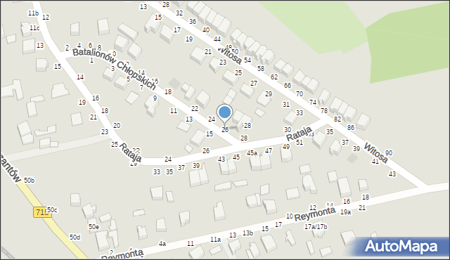 Koluszki, Batalionów Chłopskich, 26, mapa Koluszki