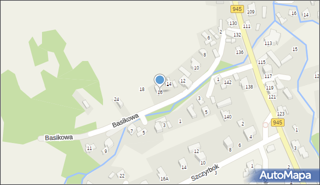 Korbielów, Basikowa, 16, mapa Korbielów