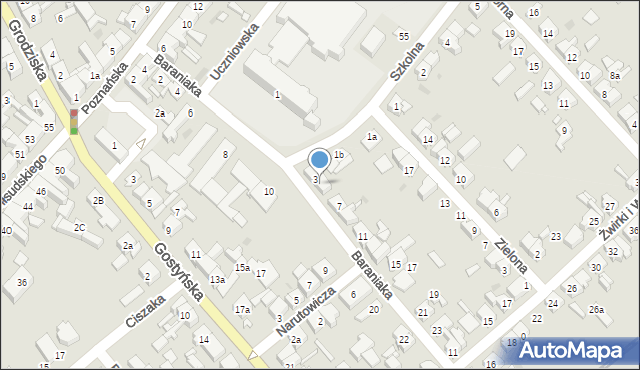 Kościan, Baraniaka Antoniego, abp., 5, mapa Kościan