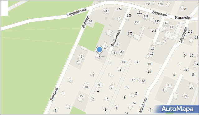 Kosewko, Baśniowa, 6, mapa Kosewko