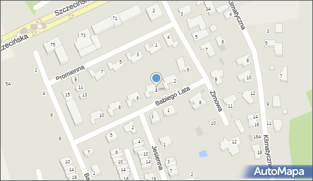 Koszalin, Babiego Lata, 4, mapa Koszalina