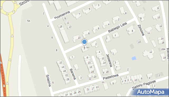 Koszalin, Babiego Lata, 5, mapa Koszalina