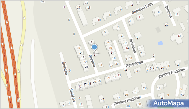 Koszalin, Barwna, 1, mapa Koszalina