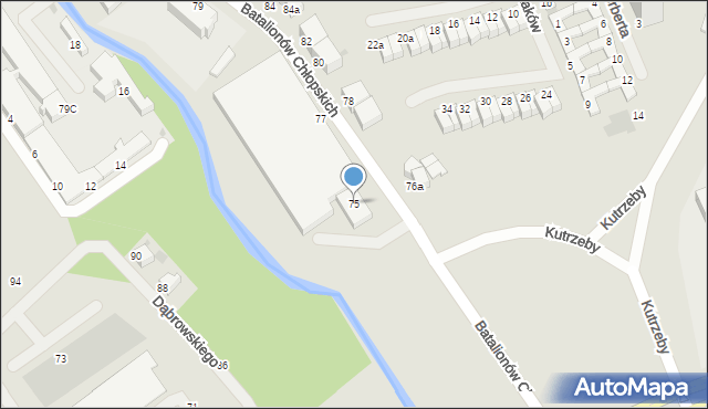 Koszalin, Batalionów Chłopskich, 75, mapa Koszalina