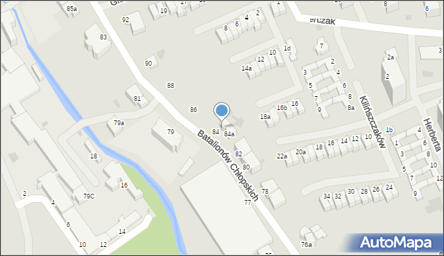 Koszalin, Batalionów Chłopskich, 84b, mapa Koszalina