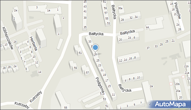 Koszalin, Bałtycka, 27, mapa Koszalina