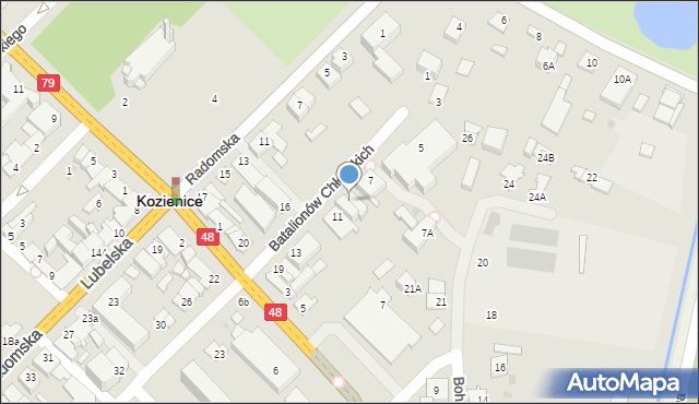 Kozienice, Batalionów Chłopskich, 9, mapa Kozienice