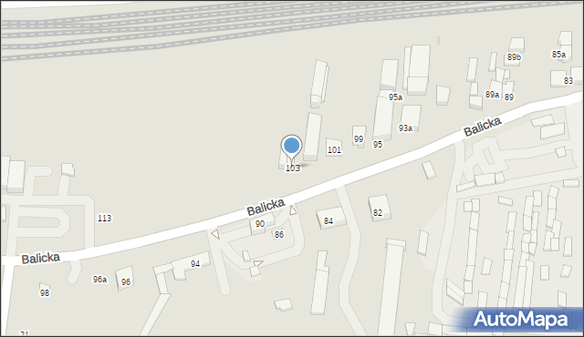 Kraków, Balicka, 103, mapa Krakowa