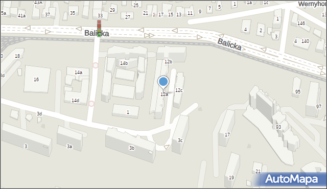 Kraków, Balicka, 12a, mapa Krakowa