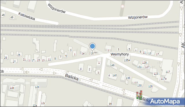 Kraków, Balicka, 1c, mapa Krakowa