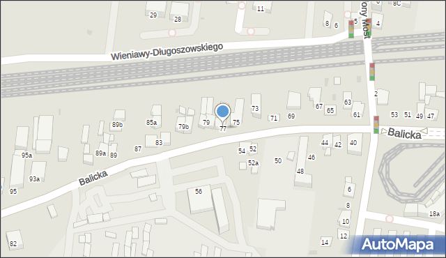 Kraków, Balicka, 77, mapa Krakowa