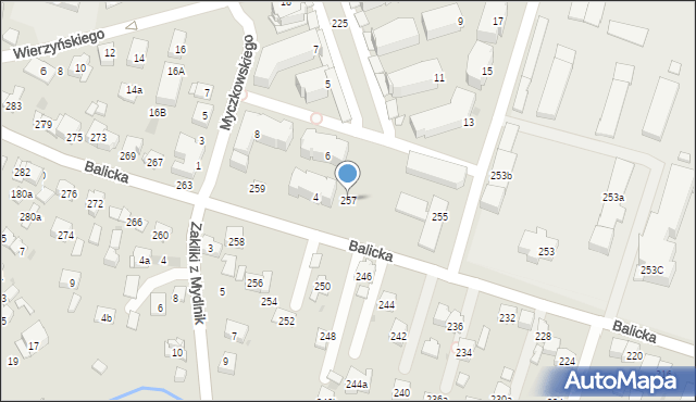 Kraków, Balicka, 257, mapa Krakowa