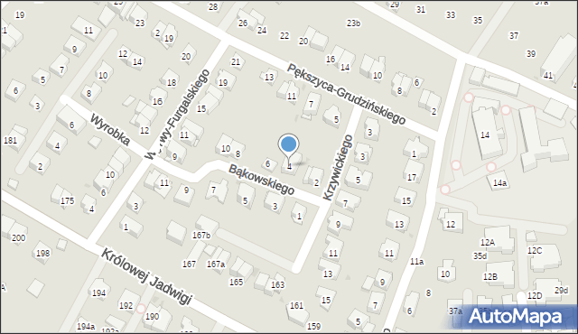 Kraków, Bąkowskiego Klemensa, 4, mapa Krakowa