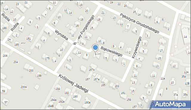 Kraków, Bąkowskiego Klemensa, 7, mapa Krakowa