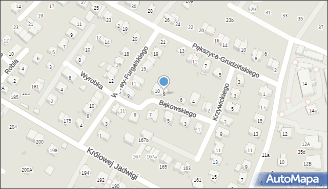 Kraków, Bąkowskiego Klemensa, 8, mapa Krakowa