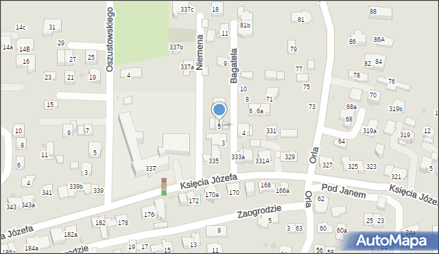 Kraków, Bagatela, 5, mapa Krakowa
