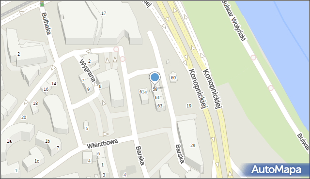 Kraków, Barska, 59, mapa Krakowa