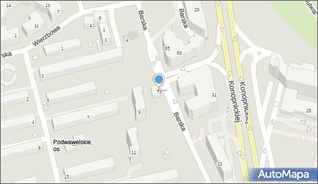 Kraków, Barska, 73, mapa Krakowa