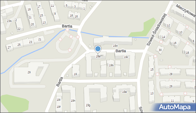 Kraków, Bartla Wojciecha Marii, prof., 19a, mapa Krakowa
