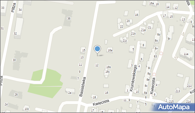 Kraków, Basistówka, 14, mapa Krakowa