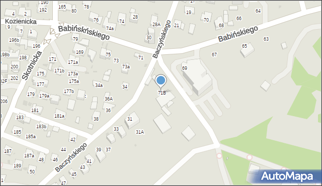 Kraków, Babińskiego Józefa, dr., 71B, mapa Krakowa