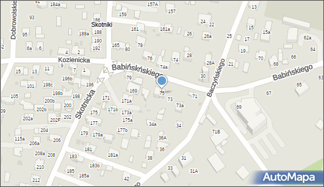 Kraków, Babińskiego Józefa, dr., 75, mapa Krakowa