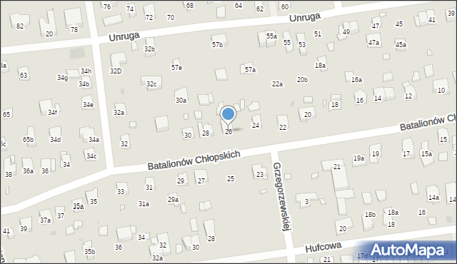 Kraków, Batalionów Chłopskich, 26, mapa Krakowa