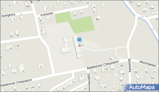 Kraków, Batalionów Chłopskich, 86, mapa Krakowa