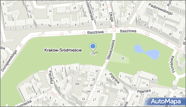 Kraków, Basztowa, 10p, mapa Krakowa
