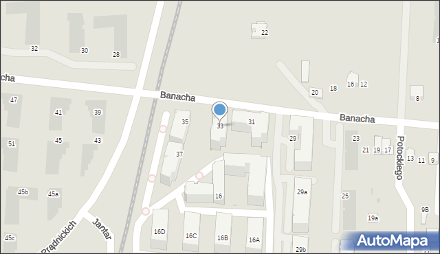 Kraków, Banacha Stefana, 33, mapa Krakowa