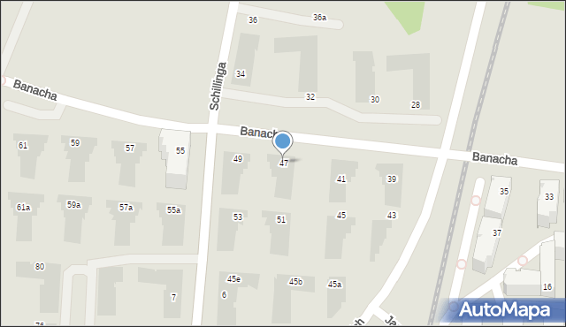 Kraków, Banacha Stefana, 47, mapa Krakowa