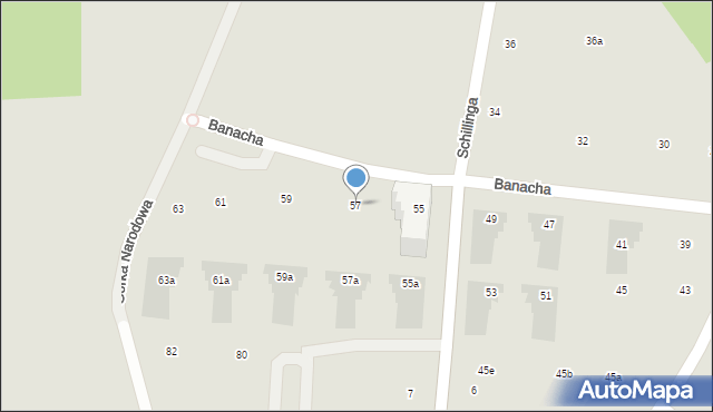 Kraków, Banacha Stefana, 57, mapa Krakowa