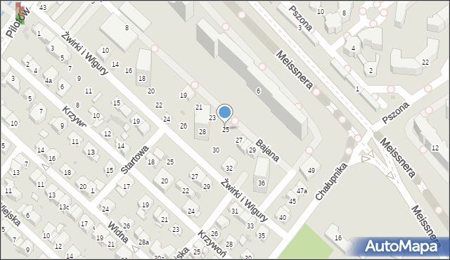 Kraków, Bajana Jerzego, 25, mapa Krakowa