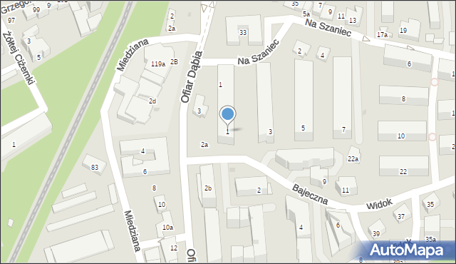 Kraków, Bajeczna, 1, mapa Krakowa