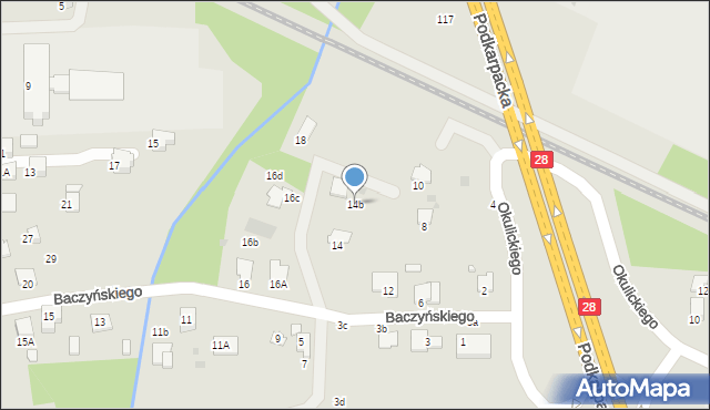 Krosno, Baczyńskiego Krzysztofa Kamila, 14b, mapa Krosna