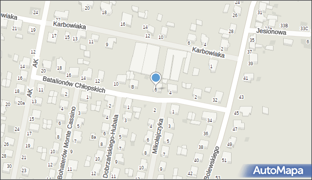 Krotoszyn, Batalionów Chłopskich, 6, mapa Krotoszyna