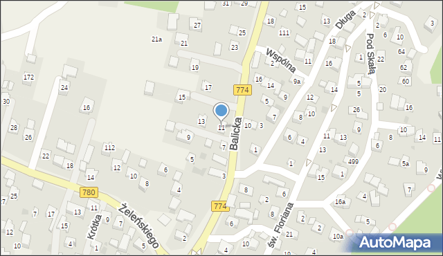 Kryspinów, Balicka, 11, mapa Kryspinów