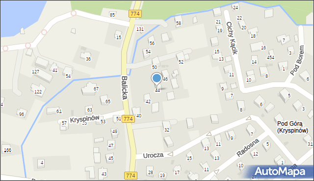 Kryspinów, Balicka, 44, mapa Kryspinów