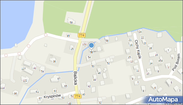 Kryspinów, Balicka, 56, mapa Kryspinów