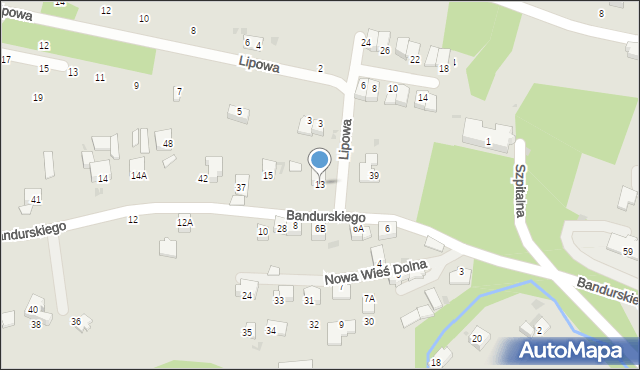 Krzeszowice, Bandurskiego Władysława, ks., 13, mapa Krzeszowice