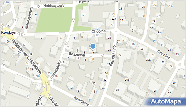 Kwidzyn, Basztowa, 5, mapa Kwidzyn