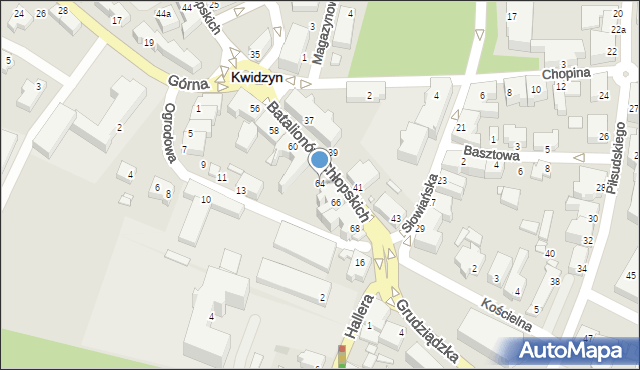 Kwidzyn, Batalionów Chłopskich, 64, mapa Kwidzyn