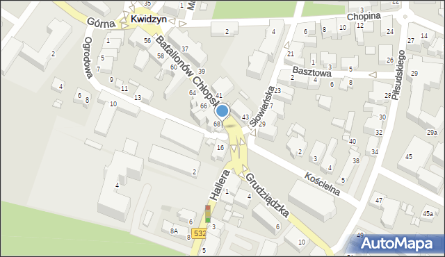 Kwidzyn, Batalionów Chłopskich, 70, mapa Kwidzyn
