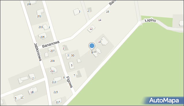 Łapino Kartuskie, Bananowa, 8, mapa Łapino Kartuskie