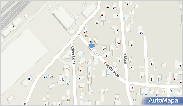 Łapy, Bagińskiego, ks., 2, mapa Łapy