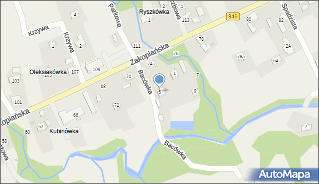 Las, Bacówka, 5, mapa Las