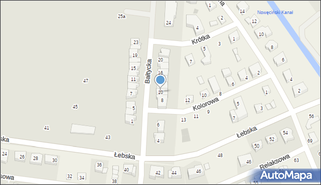 Łeba, Bałtycka, 10, mapa Łeba