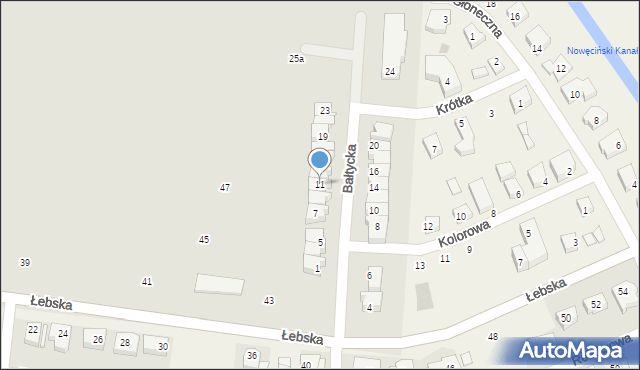 Łeba, Bałtycka, 11, mapa Łeba